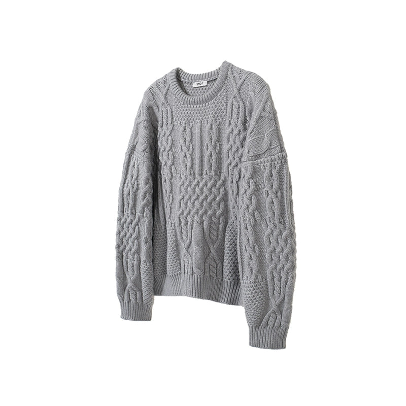 CRICLE CAGE TWISTED KNIT CREWNECK